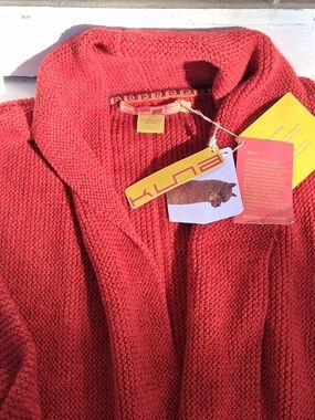 KUNA Baby Alpaca Wool Open Front Cardigan Red Crimson NWT Medium Peru